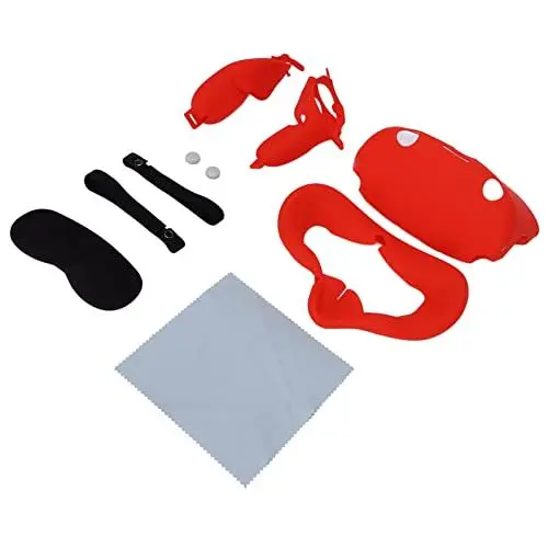 Produktbild: VR-Brille Silikon-Zubehör-Set Tragbare VR-Brille Schutzhülle Komfortable und Atmungsaktive VR-Abdeckung Gesichtsschnittstelle und Schaumstoffersatz für Quest 2 (Rot)