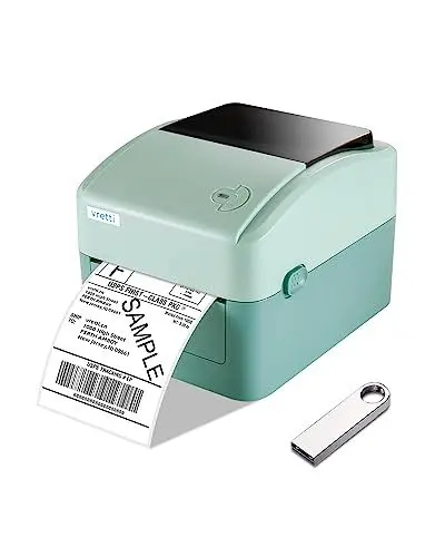 Produktbild: vretti Thermo-Etikettendrucker USB,Versandetikettendrucker 4x6 Etikettendrucker Maschine für Versandpakete,Thermodrucker kompatibel mit Windows,Mac OS Systemen
