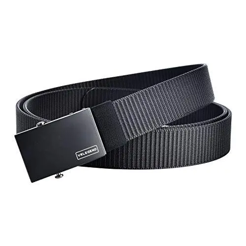Produktbild: VRLEGEND Herren Gürtel Nylon Stoffgürtel Militär Taktischer 110-180 cm Ubergrößen Atmungsaktiv Leinwand Verstellbare (Einstellbar 130cm, Schwarz)