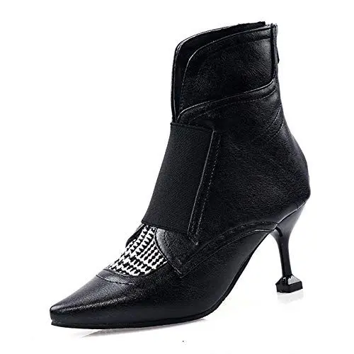 Produktbild: Vrupons Damen Fashion Kitten Heel Stiefeletten mit Reißverschluss hinten (Schwarz, 39 EU)