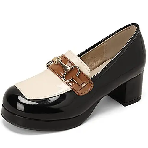 Produktbild: Vrupons Sweet Loafer für Damen mit klobigem Absatz (Schwarz, 44 EU)