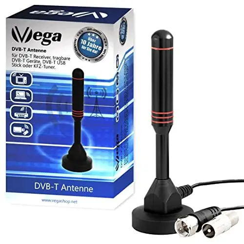Produktbild: Antenna DVB-T2 ad alte prestazioni/Anima in alluminio massiccio per Un segnale al Top/DVB-T2 & DVBT-HD/Digital Ready / AVK25 Plus/Base magnetica & cavo da 5 metri/per ogni dispositivo DVB-T
