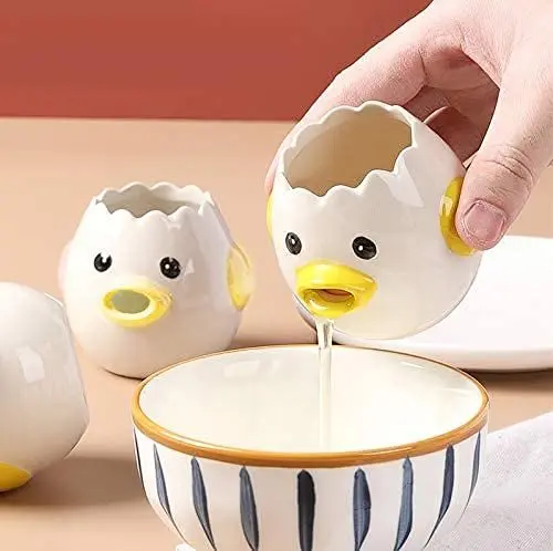 Produktbild: VSREI Eiertrenner Huhn, Eiertrenner Keramik, Egg Yolk Separator, Eiertrenner Küken Lustig für Küche, Bäckerei, Camping (Gelb)