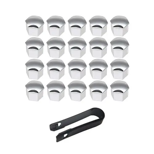 Produktbild: VSREI Radschraubenkappen 17mm Radmutterkappen Set - mit 20 Sechskant-Reifen Muttern-Abdeckungen, Abdeckkappen für Radschrauben Universal Radmuttern Kappen Radbolzen Kappen Rad Mutter Cap (Silber)