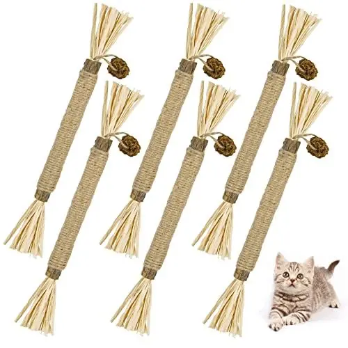 Produktbild: vsshe Katzenminze Sticks,6 Stück Matatabi Katzensticks Katzenminzen Spielzeug Matatabi Stick Katzen Sticks Katzenminze Zähne Reinigung Dental Katzenspielzeug für Katzen Zahnpflege Natürlich Sicher