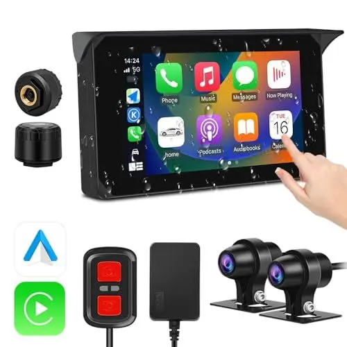 Produktbild: VSYSTO Motorrad DashCam, Wireless CarPlay & AndroidAuto Portable Car Stereo, 5