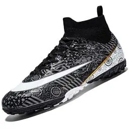 Produktbild: VTASQ Fußballschuhe Herren High Top TF Kunstrasen Fussballschuhe Kinder Jungen Trainingsschuhe Professionelle Athletics Outdoor Sport Turf Football Schuhe Unisex Schwarz 40 EU