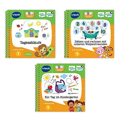 Produktbild: Vtech Lernstufe 1-3er-Bundle (Tagesabläufe, Zählen und rechnen mit unseren Welpenfreunden, EIN Tag im Kindergarten)