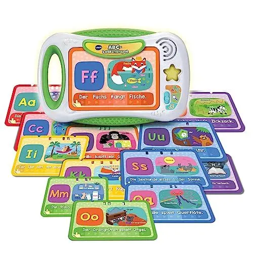 Produktbild: VTech ABC-Lernkartenspaß – Lernkartenboard mit bedruckten Buchstabenkarten und Lerninhalten zu den Themen Buchstaben, Laute, Objekte und Figuren, Farben u. v. m. – Für Kinder von 4-7 Jahren