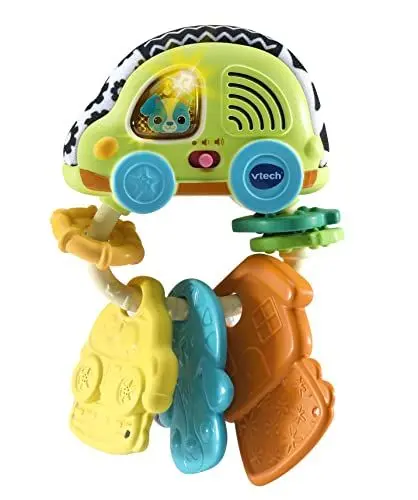 Produktbild: VTech Baby Babys Autoschlüssel – Interaktives Rassel-Spielzeug mit Beißhilfe, das singt und spricht – Zu 45 Prozent aus Bio-basiertem Kunststoff – Für Kinder von 3-24 Monaten