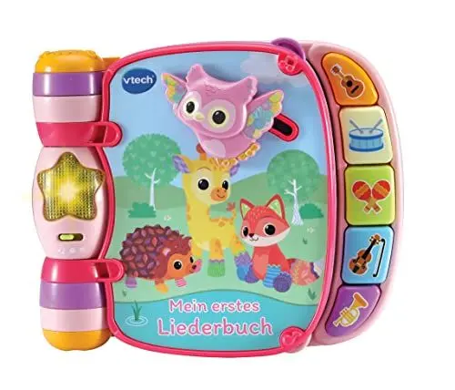Produktbild: VTech Baby Mein erstes Liederbuch rosa – Kunterbuntes Buch mit 7 Seiten und beweglichen Elementen zum Spielen, Zuhören und Mitsingen – Für Kinder von 9-36 Monaten