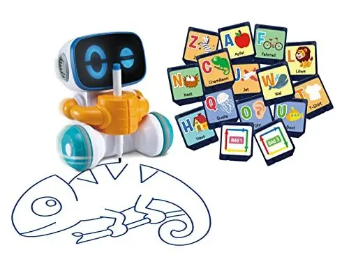 Produktbild: Vtech Codi, der clevere Mal-Roboter – Interaktiver Freund, der Sich von allein bewegt und mit dem Stift in Seiner Hand zeichnet – Für Kinder von 4-8 Jahren