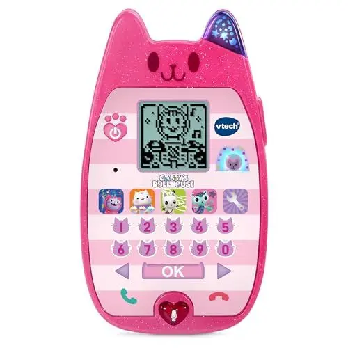 Produktbild: Vtech Gabby's Dollhouse Lernhandy – Spielzeugtelefon mit den Originalstimmen von Gabby und Panda Pfötchen und spannenden Lernspielen – Für Kinder von 3-6 Jahren
