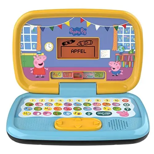 Produktbild: Vtech Peppas Lernlaptop – Lerncomputer mit ABC-Tastatur und verschiedenen Lerninhalten mit den Themen Buchstaben und Wörter, Zahlen, Logik, Spiele und Musik – Für Kinder von 3-6 Jahren