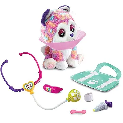 Produktbild: Vtech Whoopie, die tapfere Hunde-Patientin – Sprechendes und Sich bewegendes interaktives Plüschtier mit Tierarzt-Accessoires – Für Kinder von 4-10 Jahren