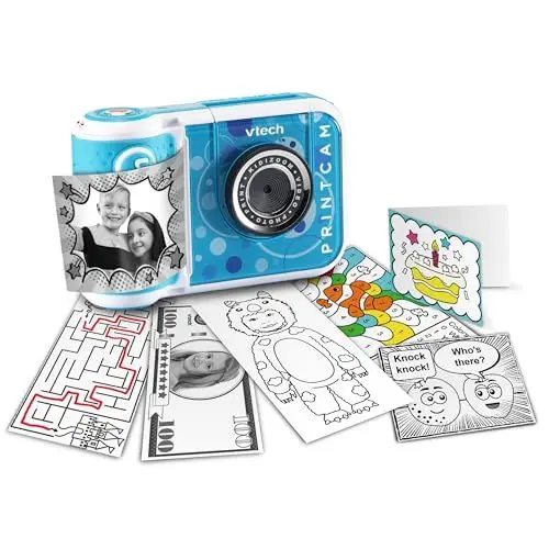 Produktbild: Vtech KidiZoom Print Cam blau – Sofortbild-Kinderkamera mit Druckfunktion,Selfie- und Videofunktion,Effekten,Spielen u. v. m. Für Kinder von 4-12 Jahren