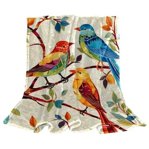 Produktbild: VTGHDEEQ Überwurfdecken für Frauen,Couchdecken und Überwürfe,Abstrakte Baumblume des Vogels,59x78.7 in
