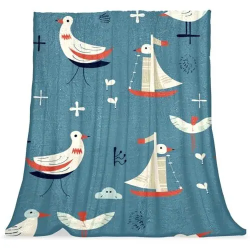 Produktbild: VTGHDEEQ Überwurfdecken für Frauen,Couchdecken und Überwürfe,Anker Seevogelozean,59x78.7 in