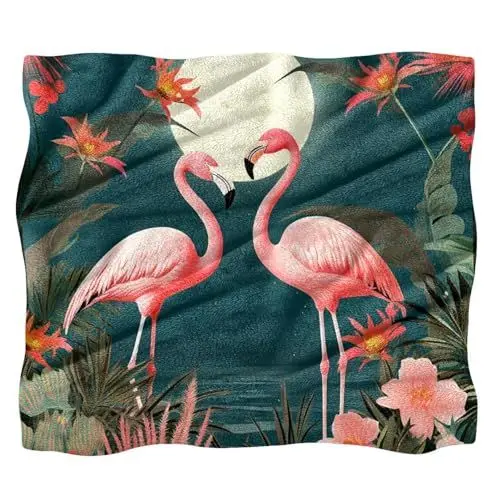 Produktbild: VTGHDEEQ Überwurfdecken für Frauen,Couchdecken und Überwürfe,Blumenflamingos Dschungelmond,59x78.7 in