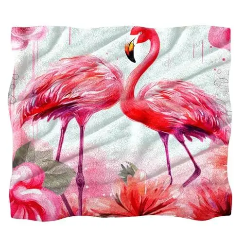 Produktbild: VTGHDEEQ Überwurfdecken für Frauen,Couchdecken und Überwürfe,Flamnigo mit rosa Blume,59x78.7 in