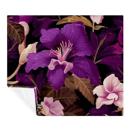 Produktbild: VTGHDEEQ Überwurfdecken für Frauen,Couchdecken und Überwürfe,Florale lila Blume,59x78.7 in