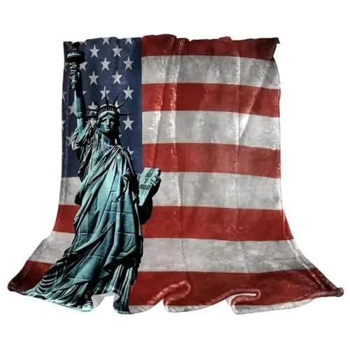 Produktbild: VTGHDEEQ Überwurfdecken für Frauen,Couchdecken und Überwürfe,Freiheitsstatue der amerikanischen Flagge,59x78.7 in
