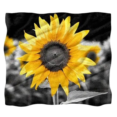 Produktbild: VTGHDEEQ Überwurfdecken für Frauen,Couchdecken und Überwürfe,Schwarz und Weiß und Sonnenblumen,59x78.7 in