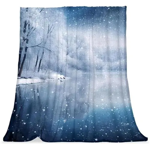 Produktbild: VTGHDEEQ Überwurfdecken für Frauen,Couchdecken und Überwürfe,schöne weiße Schneelandschaft,59x78.7 in