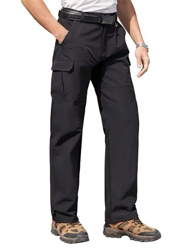 Produktbild: Vthereal Cargohose Herren Wanderhose mit 7 Taschen Outdoorhose Wasserdicht Softshellhose Trekkinghose Freizeithose, Schwarz, L