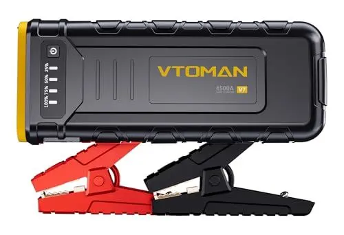 Produktbild: VTOMAN V7 Starthilfe Powerbank,4500A 12V Autobatterie Starter Powerbank Mit Starthilfekabel,Booster Auto Starthilfe(Für Pkw Motor 10L Benzin und 8L Diesel) Mit LED,USB Schnelles Laden,15V DC