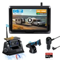 Produktbild: Vtopek Magnetische Solar Rückfahrkamera Kabellos mit 9600mAh Akku Funk Rückfahrkamera Wiederaufladbar Rückfahrkamera Auto 5 Zoll IPS 1080P Monitor Rückfahrkamera Wohnmobil IR Nachtsicht Loop-Aufnahme