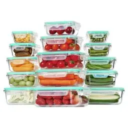 Produktbild: Vtopmart 15 Stück Meal Prep Boxen Glas, Glasdosen mit Deckel Set, Frischhaltedosen Glas mit Auslaufsicherer Verschlussdeckel, für Mikrowellen-, Gefrierschrank- und SpüLmaschinenfest