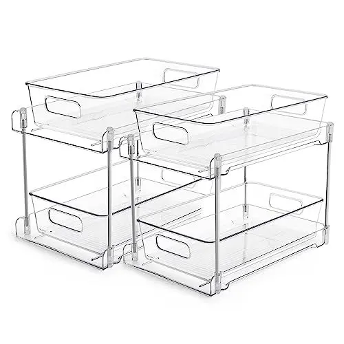 Produktbild: Vtopmart Multifunktionale Spülschrank Organizer, 2 Pack Küchenschrank Organizer, Doppelschicht Unterschrank Organizer für Spüle, Küche, Badezimmer, Schließfach