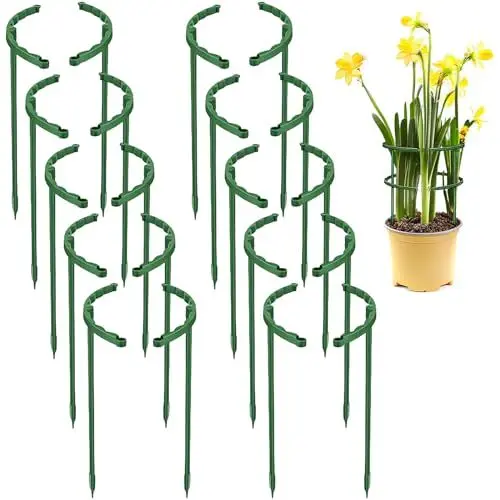 Produktbild: Vueinrg 20 Stück 24x14cm Pflanzenstütze Rund Staudenhalter Strauchstütze aus Plastik Pflanzen Stützring Blumenhalter Blumenstütze Wiederverwendbar Rankhilfe Zimmerpflanzen
