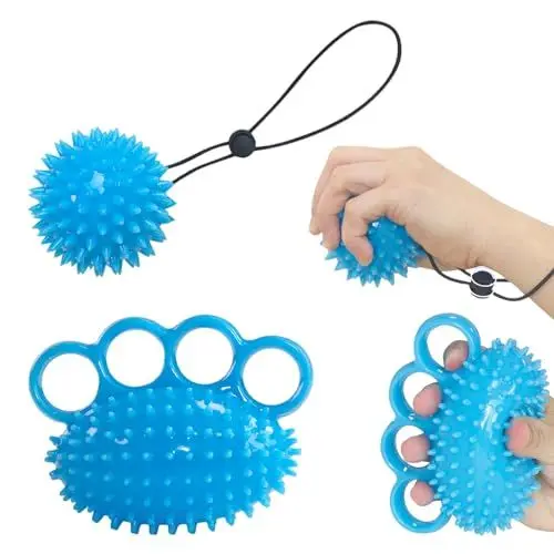 Produktbild: Vueinrg 2er Set Handtrainer Fingertrainer Ball Massageball Hand mit Noppen Igelball Massage Weich Gummi Knetball für Hände Therapie Arthrose, Finger Training, Lindert Stress, Angstlinderung