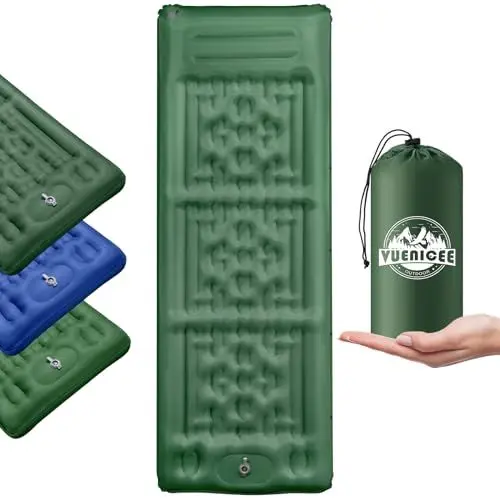 Produktbild: VUENICEE Isomatte Selbstaufblasend, 12CM Verdicktes Camping Matratze mit Fußpresse Pumpe, Wasserdicht Ultraleicht Selbst Aufblasbares Matratze Chinese Knot-Military Green