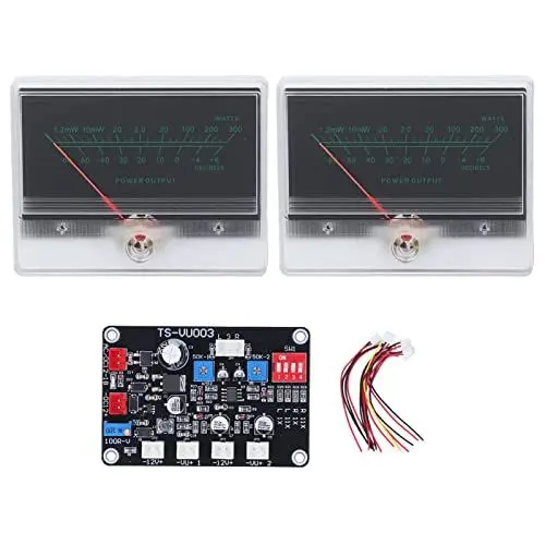 Produktbild: VU-Meter-Treiberplatine – 2-teiliges VU-Meter-Panel-Modul mit Leistungsverstärker DB Meter – einstellbar für DIY-Aufnahmestudio