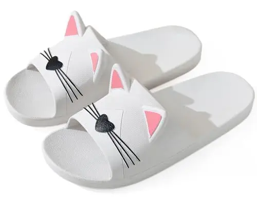 Produktbild: Vunavueya Damen Dusch- und Badeschuhe Badelatschen Herren Badeschlappen Sommer Hausschuhe Slides Badesandalen Strand Pantoletten Schlupf-Hausschuhe Schuhe New Weiß Grün 39/40 EU(40-41CN)