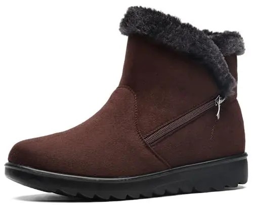 Produktbild: Vunavueya Damen Winterstiefel Warm gefütterte Winterschuhe Schneestiefel Winter Schlupfstiefel Kurzschaft Stiefel Boots Schuhe Braun -A 38 EU/245CN