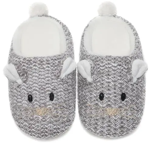 Produktbild: Vunavueya Hausschuhe Damen Baumwolle Pantoffeln Herren Plüsch Warme gefüttert Pantoletten Winter Bequem Hausschuh Slipper Schuhe Schwarz Grau 35/36 EU_240