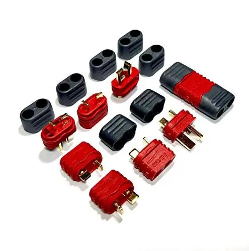 Produktbild: VUNIVERSUM 10 Paar (20 Stück) Original Amass Premium T-Dean T-Stecker Dean Goldstecker Stecker Buchse Male Female mit Kabel Schutzkappen Verpolsicher Hochstromstecker für Lipo Akku Modellbau