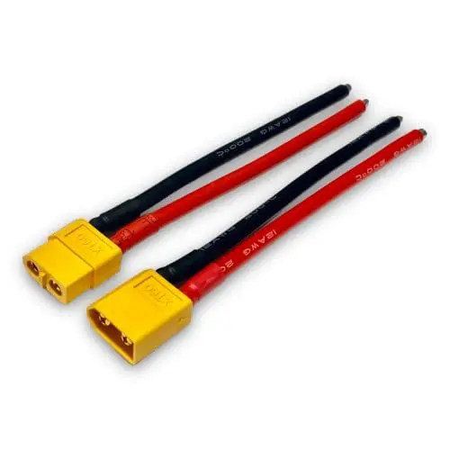 Produktbild: VUNIVERSUM 1 Paar (2 Stück) Original XT60 Goldstecker Male Female Stecker Buchse inkl. 10cm 12AWG 3.31mm² Litze Kabel Lipo Akku Adapterkabel Mr. Stecker Modellbau®