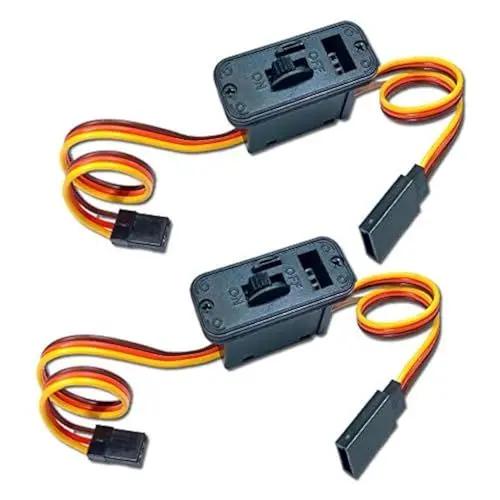 Produktbild: VUNIVERSUM 2X Premium EIN/Aus On/Off Servo Empfänger Schalter Schalterkabel JR LED Graupner mit Ladebuchse 22AWG Kabel Switch Modellbau