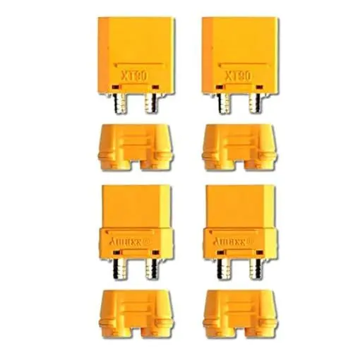 Produktbild: VUNIVERSUM 2 Paar (4 Stück) Original Amass XT90 XT90H Hochstrom Premium Goldstecker Verpolungsicher Stecker Buchse mit Schutzkappen Male Female 90A RC von Mr. Stecker Modellbau®