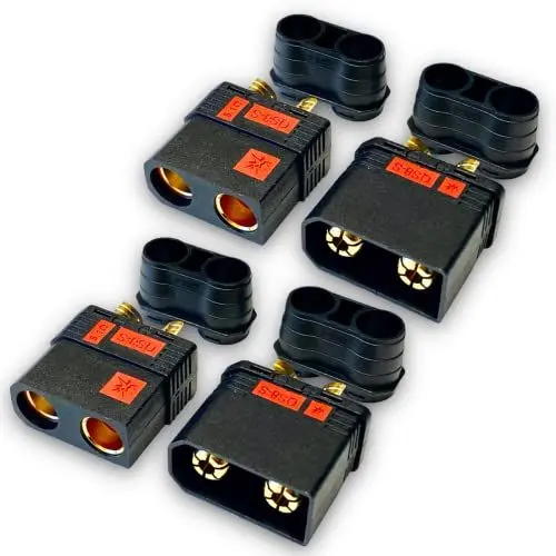 Produktbild: VUNIVERSUM 2 Paar (4 Stück) Original Antiblitz Hochstrom QS8S QS8 8mm EC8 Goldstecker Steckverbinder Verpolsicher Schwarz bis 180A E-Fahrrad Lipo Akku