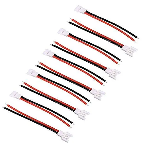 Produktbild: VUNIVERSUM 5 Paar (10 Stück) 2Pin 2.0 Stecker Buchse Molex Male Female inkl. 20cm 22AWG Silikon Kabel flexibel Lipo Akku RC Modellbau