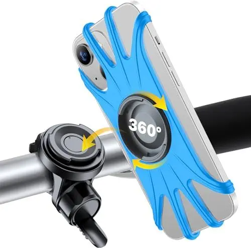Produktbild: VUP Handyhalterung Fahrrad, Abnehmbar 360° Verstellbar, Universal für Motorrad und Rennrad MTB Kinderwagen, 4-6,7 Zoll Smartphone (Blau)