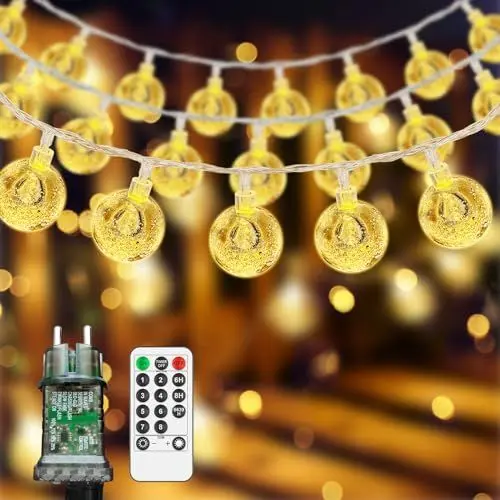 Produktbild: vutizal Lichterkette Innen Weihnachtsbaum mit Stecker - 18M 100 LED Kugel Lichterkette mit 8 Modi IP44 Wasserdicht, LED Lichterkette für Innen und Außen, Ideal für Weihnachtsdeko, Kinderzimmer, Balkon