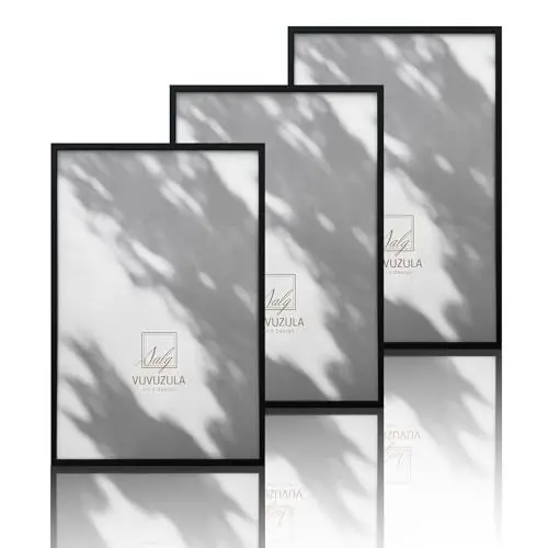 Produktbild: VUVUZULA Bilderrahmen 40x60cm Schwarz Holz 3er Set Holzrahmen Fotorahmen MDF Rahmen