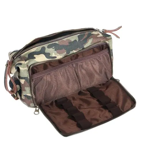 Produktbild: vveWin Herren Kulturtasche für Frauen Reise-Kulturbeutel Dopp Kit YKK Reißverschluss aus Canvas und Leder